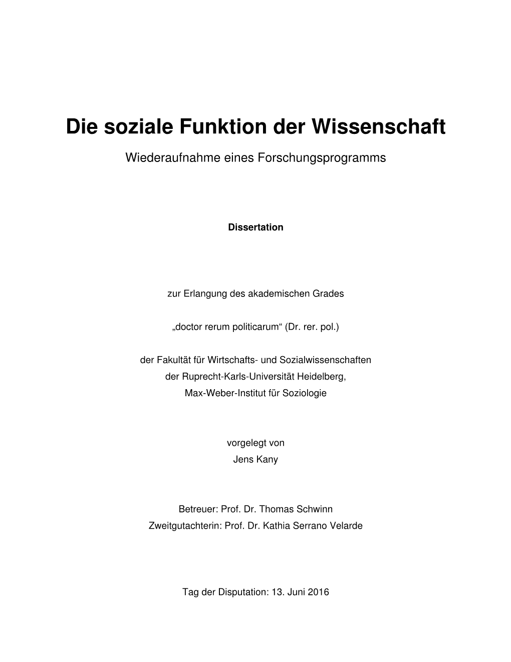 Die Soziale Funktion Der Wissenschaft