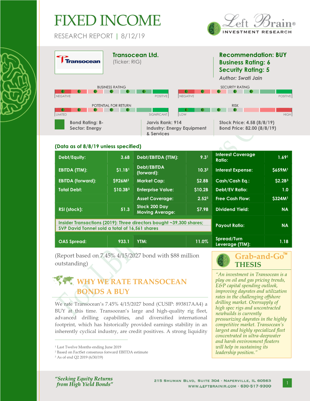 Fixed Income Research Report | 8/12/19