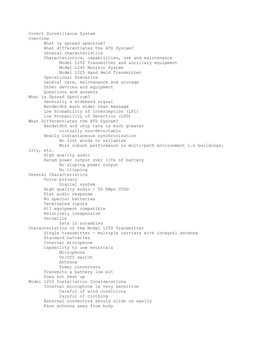 Covert Surveillance System Overview What Is Spread Spectrum?