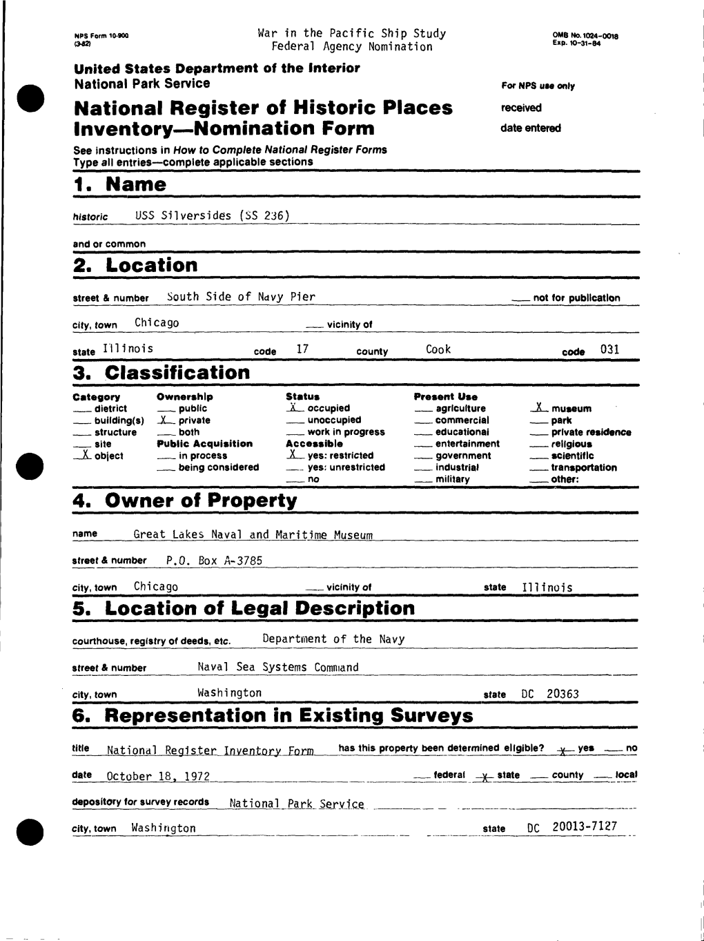 National Register of Historic Places Inventory Nomination Form 1