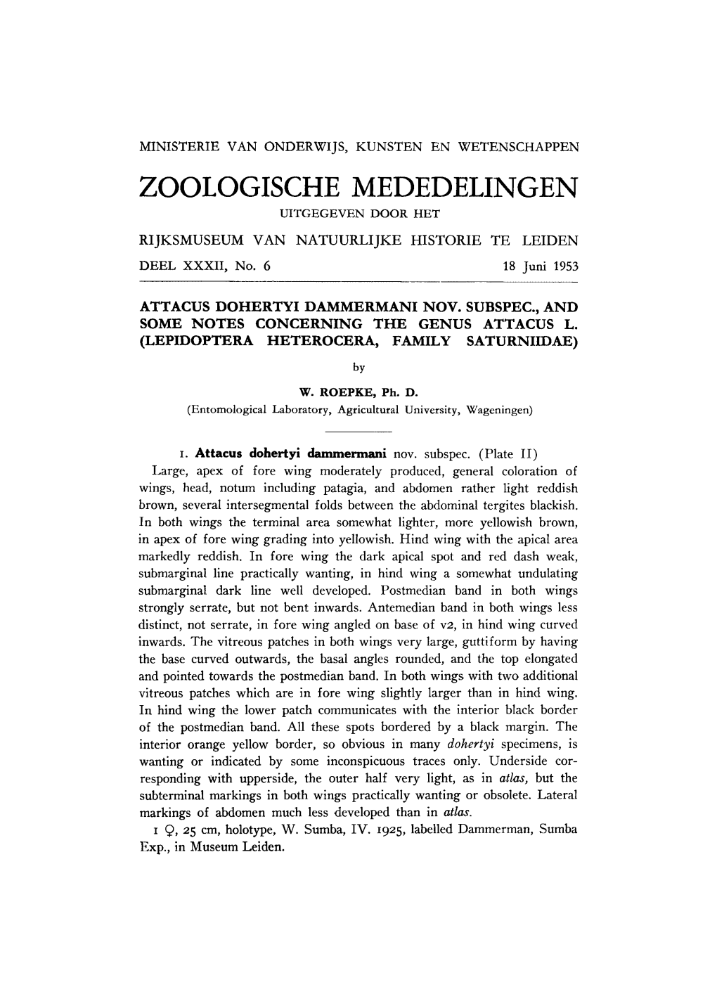 Zoologische Mededelingen