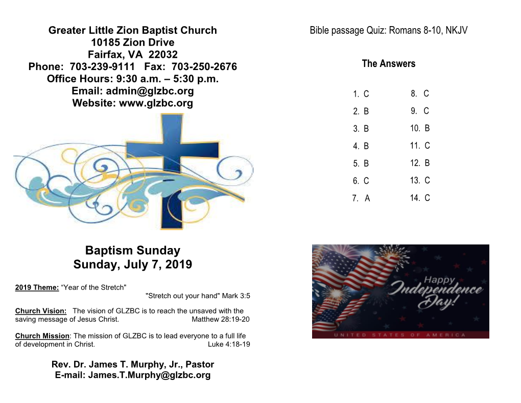 Greater Little Zion Baptist Church 10185 Zion Drive Fairfax, VA 22032