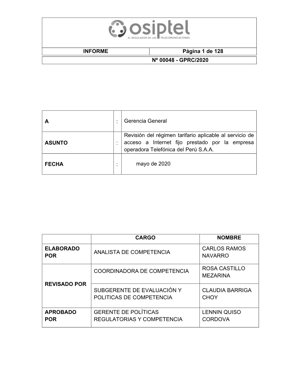 INFORME Página 1 De 128 Nº 00048