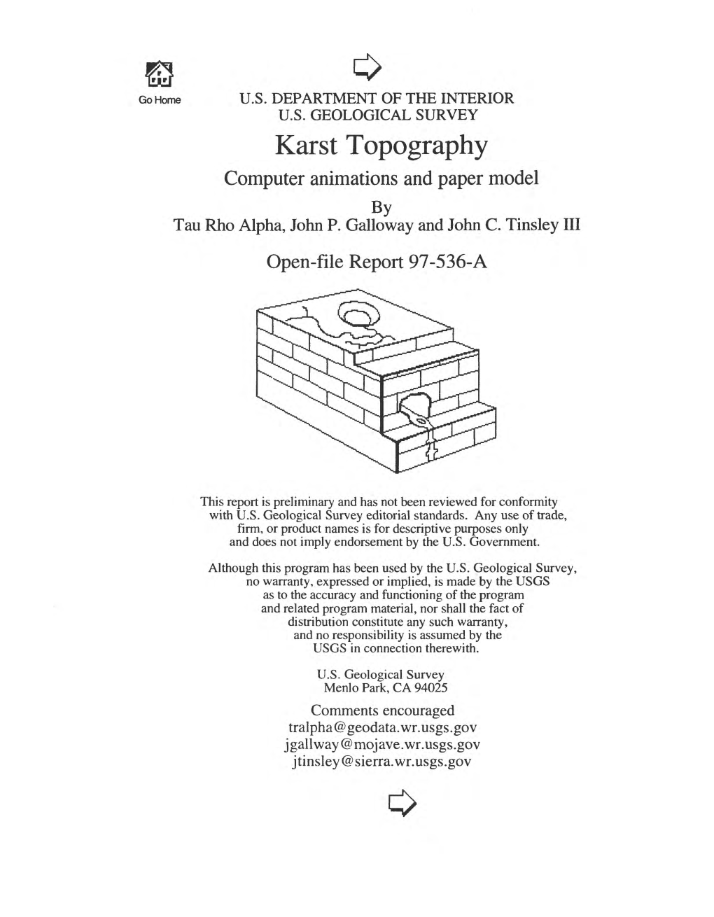 Karst Topography Computer Animations and Paper Model by Tau Rho Alpha, John P