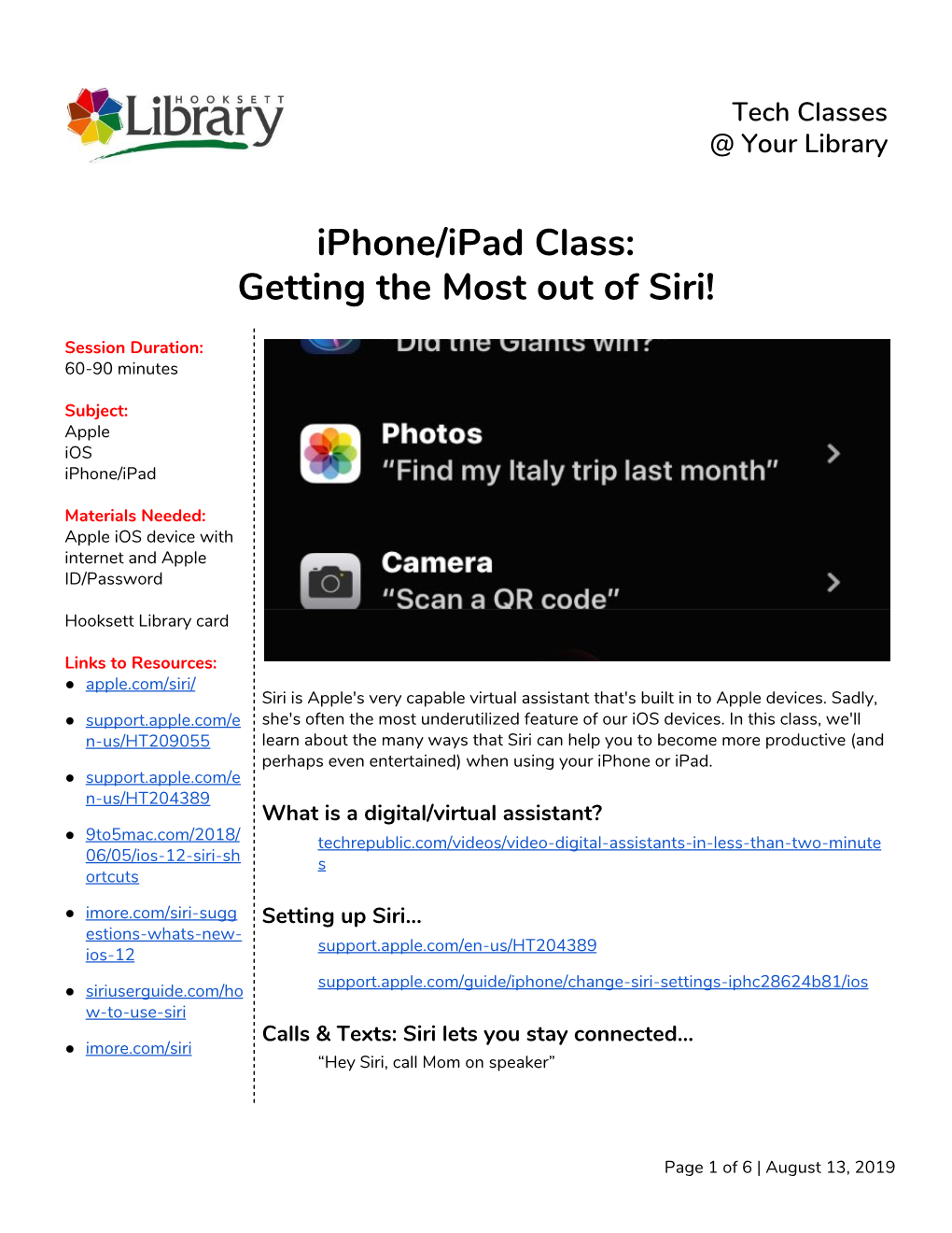 Iphone/Ipad Class: Getting the Most out of Siri!