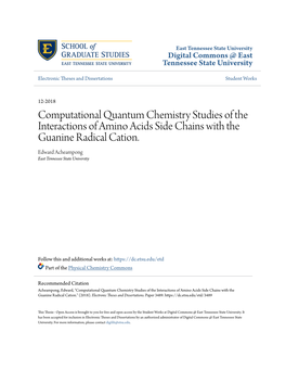 Computational Quantum Chemistry Studies of the Interactions of Amino Acids Side Chains with the Guanine Radical Cation