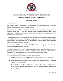 Clean Environment Commission Hearings on Bipole Iii