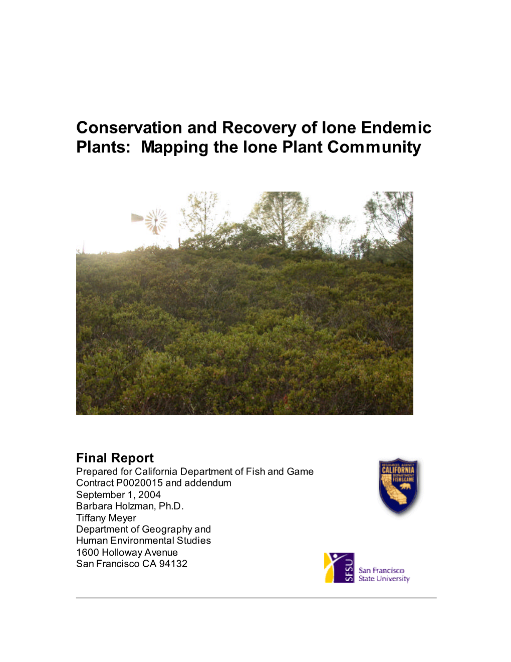 Conservation And Recovery Of Ione Endemic Plants: Mapping The Ione 