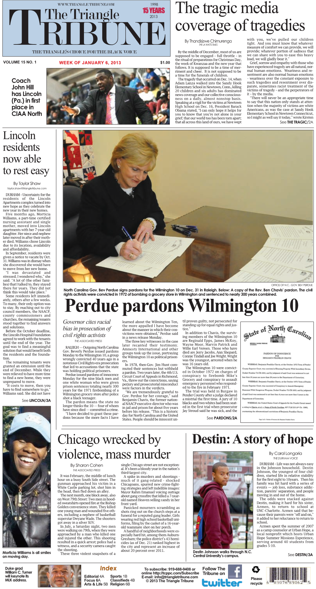 TRIANGLE TRIBUNE.COM 1998 15YEARS the Tragic Media the Triangle 2013 Coverage of Tragedies