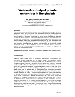 Webometric Study of Private Universities in Bangladesh