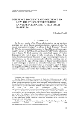 The Ethics of the Torture Lawyers (A Response to Professor Hatfield)