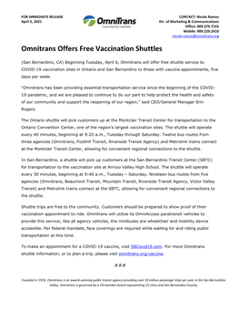 Omnitrans Offers Free Vaccination Shuttles