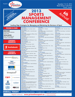2013 SPORTS MANAGEMENT CONFERENCE Personal Information