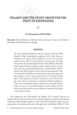 Polanyi and the Study Group for the Unity of Knowledge