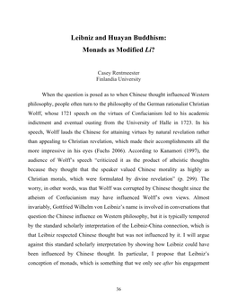 Leibniz and Huayan Buddhism: Monads As Modified Li?