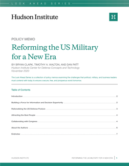 Reforming the US Military for a New Era