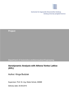 Aerodynamic Analysis with Athena Vortex Lattice (AVL)