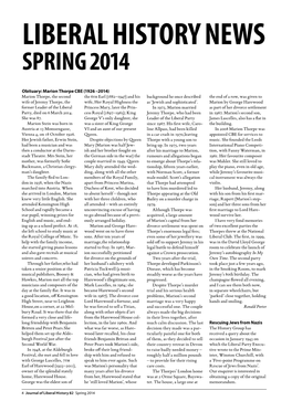 Liberal History News Spring 2014