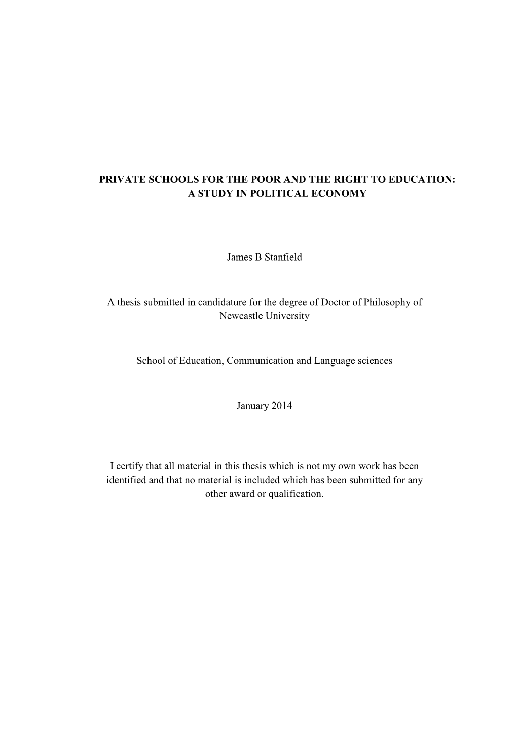 Private Schools for the Poor and the Right to Education: a Study in Political Economy