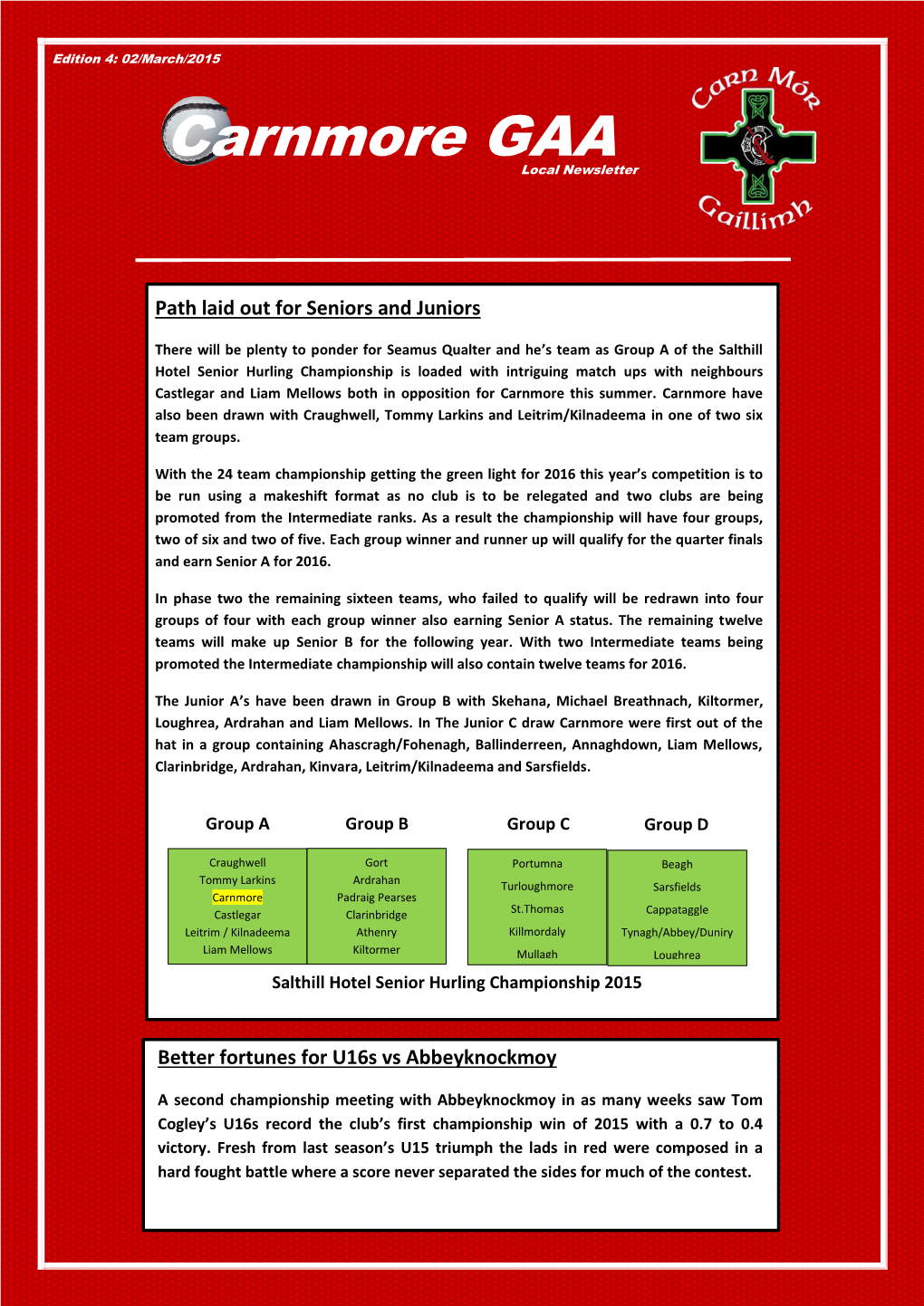 Carnmore GAA Local Newsletter