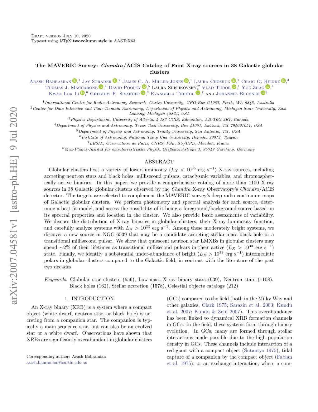 The MAVERIC Survey: Chandra/ACIS Catalog of Faint X-Ray Sources in 38 Galactic Globular Clusters