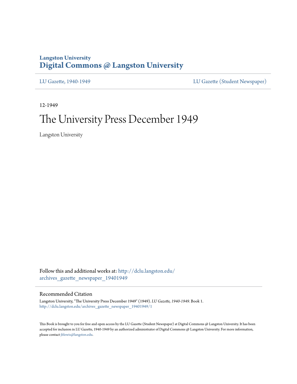 The University Press December 1949