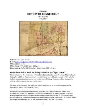 History of Connecticut Hist 3522-001 Fall 2017