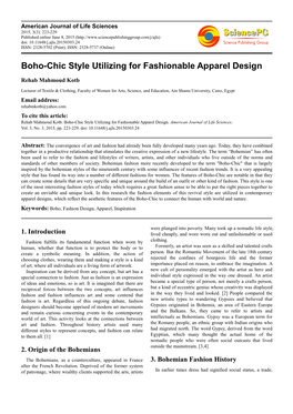 Boho-Chic Style Utilizing for Fashionable Apparel Design