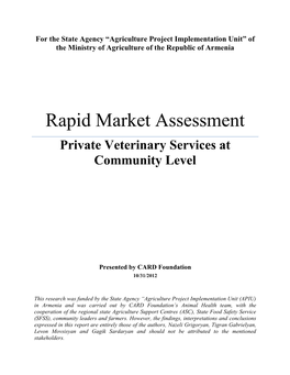 Rapid Market Assessment/ Private Veterinary Services at Community Level by Gagik