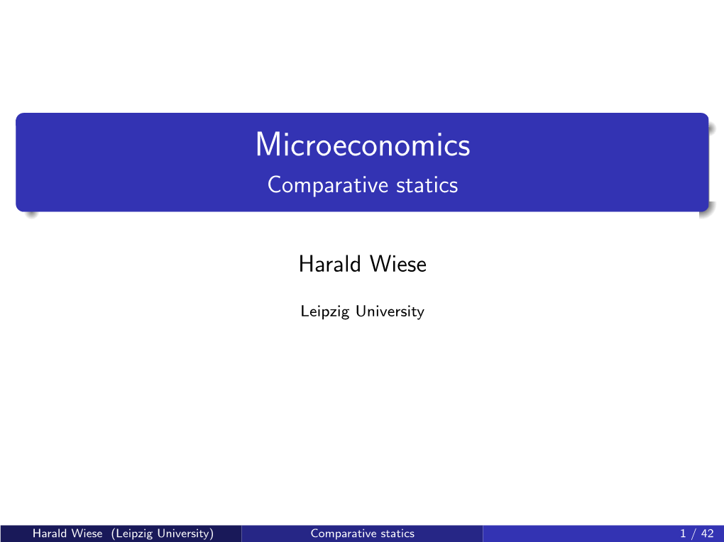 Microeconomics Comparative Statics