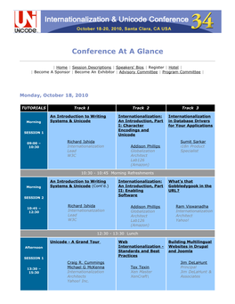 Conference at a Glance