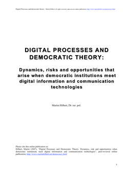 Digital Processes and Democratic Theory – Martin Hilbert, All Rights Reserved, Open-Access Online Publication