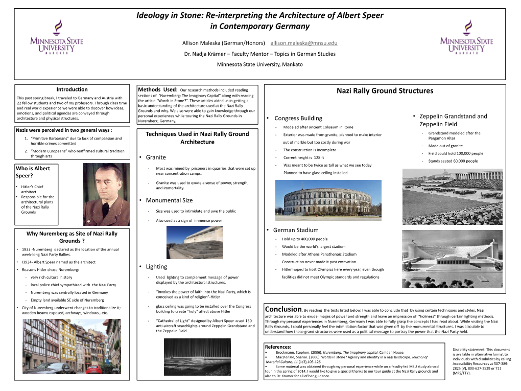 Ideology in Stone: Re-Interpreting the Architecture of Albert Speer For