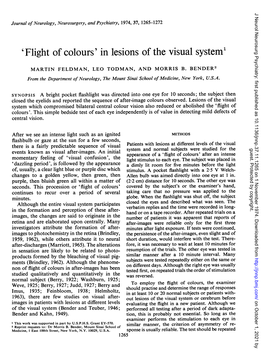 Flight of Colours' in Lesions of the Visual System'