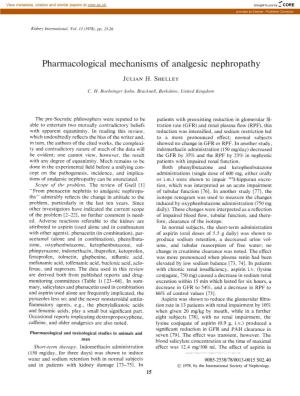 Pharmacological Mechanisms of Analgesic Nephropathy JULIAN H