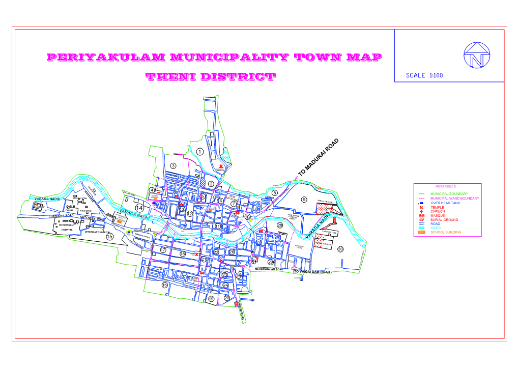 Periyakulam Municipality Town Map Theni District 