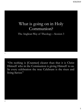 What Is Going on in Holy Communion? the Anglican Way of Theology – Session 3