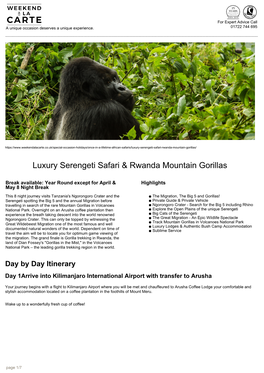 Luxury Serengeti Safari & Rwanda Mountain Gorillas