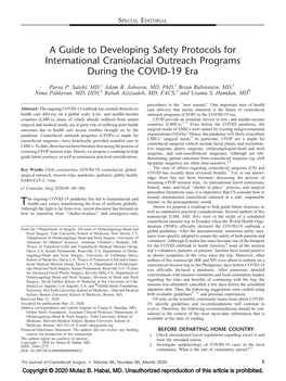 A Guide to Safety Protocols for International Craniofacial Outreach
