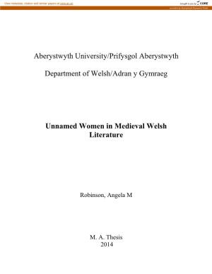 Unnamed Women in Medieval Welsh Literature