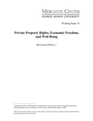 Private Property Rights, Economic Freedom, and Well Being