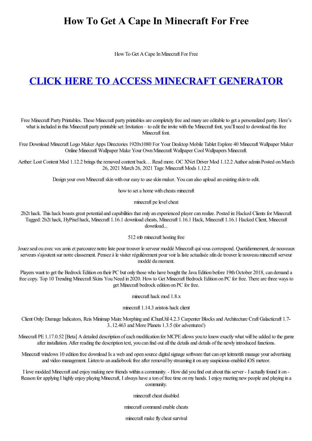 How to Get a Cape in Minecraft for Free