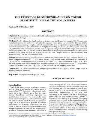 The Effect of Bromepheniramine on Cough Sensitivity in Normal Volunteers