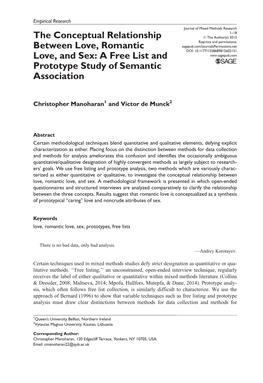 A Free List and Prototype Study of Semantic Association