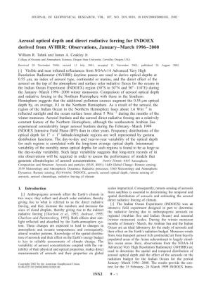 Aerosol Optical Depth and Direct Radiative Forcing for INDOEX Derived from AVHRR: Observations, January–March 1996–2000 William R