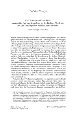 Carl Schmidt Und Kein Ende. Aus Großer Zeit Der Koptologie an Der Berliner Akademie Und Der Theologischen Fakultät Der Universität