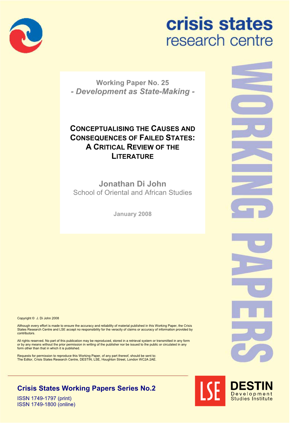 Conceptualising the Causes and Consequences of Failed States: a Critical Review of the Literature