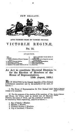 21 and 22 Victoriae 1858 No 55 Electoral Districts