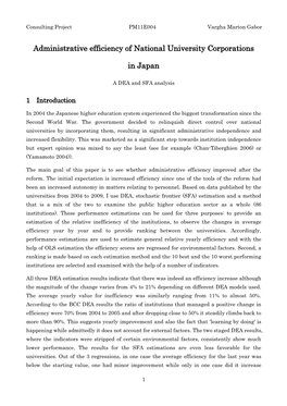 Administrative Efficiency of National University Corporations in Japan