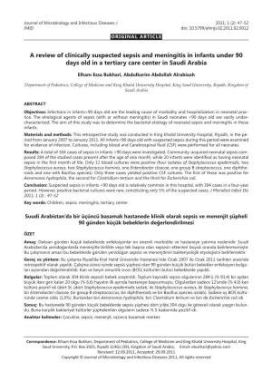 A Review of Clinically Suspected Sepsis and Meningitis in Infants Under 90 Days Old in a Tertiary Care Center in Saudi Arabia